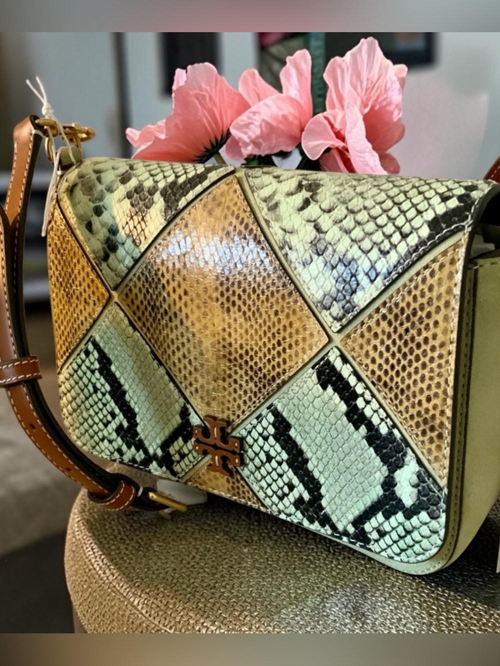 NWT TORY BURCH THEA SNAKE EMBOSSED FLAP CROSSBODY BAG $625